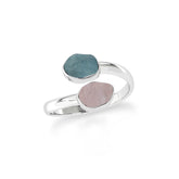 aquamarine-morganite stackable bezel-set ring